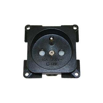 Wandcontactdoos 230V Pen-aarde ZWART C-line