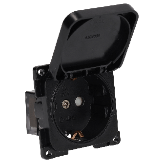 C-Line contactdoos Schuko zwart geïntegreerd klep verpakt