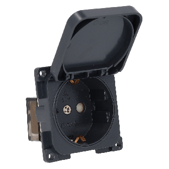 C-Line contactdoos Schuko antraciet geïnteg. klep verpakt