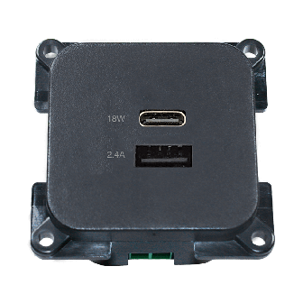 C-line USB A+C vierkant antraciet