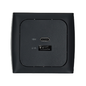 C-line USB A+C vierkant met frame isobox antraciet verpakt