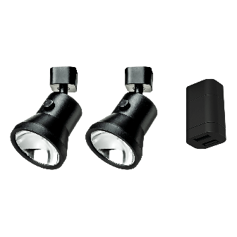 Starterset - 2x Lanciano spotlight zwart groot + USB
