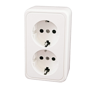 Dubbel opbouw stopcontact met randaarde 230V
