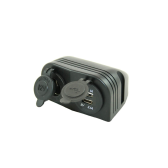 Powerline opbouw contact met 12V stekkerdoos en 2x USB lader