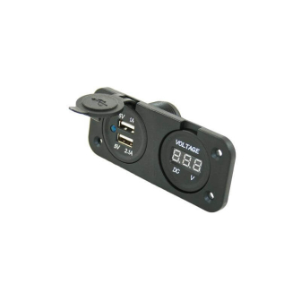 Powerline inbouw contact met 2x USB lader en Voltmeter