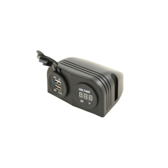 Powerline opbouw contact met 2x USB lader en Voltmeter