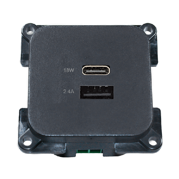 C-Line USB laadcontactdoos met USB-A en USB-C antraciet - verpakt