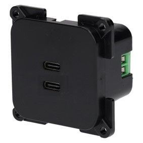 C-Line 2x USB-C laadcontactdoos zwart