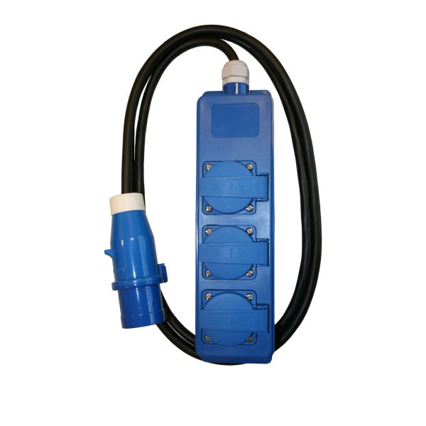 Triple Unit CEE 3 weg Schuko stekkerdoos met 1.5 meter kabel
