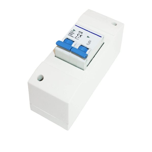 Zekeringkast 2-module met dubbelpolige zekeringautomaat B10A