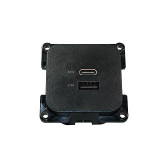 C-line USB A+C vierkant zwart