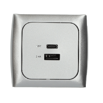 C-line USB A+C vierkant met frame en isobox zilver