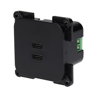 C-line 2x USB-C vierkant zwart