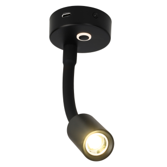 Felino flex opbouwspot met USB-C touch dim schak. zwart