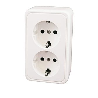 Dubbel opbouw stopcontact met randaarde 230V