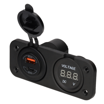 Powerline inbouw contact met USB A+C lader en Voltmeter