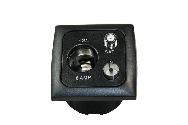 C-Line 12 Volt contactdoos met antenne en satelliet aansluiting met Opal afdekraam zwart