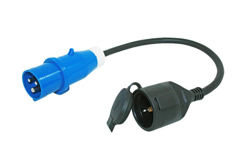 Adapterkabel 0.5 meter 3x 2.5mm² met CEE stekker en Schuko contrastekker