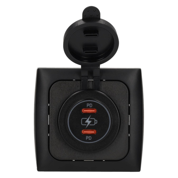 C-Line Power Line 2x USB-C PD 36W lader met Opal afdekraam zwart