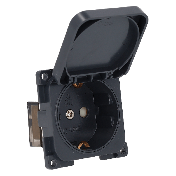 C-Line wandcontactdoos 230V met klapdeksel antraciet