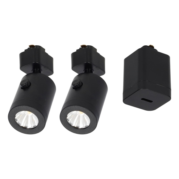  Starterset - 2x Lanciano spotlight zwart klein + USB-C