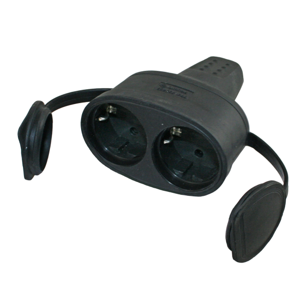 Dubbele rubberen contrastekker met afdekkapjes