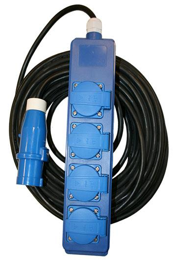 Quatro Unit CEE 4 weg Schuko stekkerdoos met 20 meter kabel en CEE stekker - Teun verpakking
