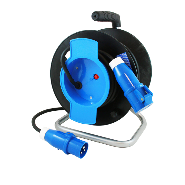 Kabelhaspel met 20 meter neopreen kabel 3x 1.5mm² - CEE stekker en CEE contrastekker