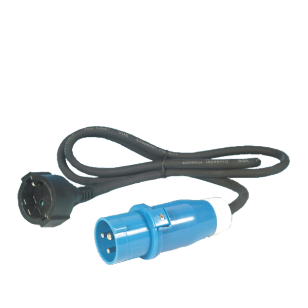 Adapterkabel 1.5 meter 3x 2.5mm² met CEE stekker en Schuko contrastekker - verpakt