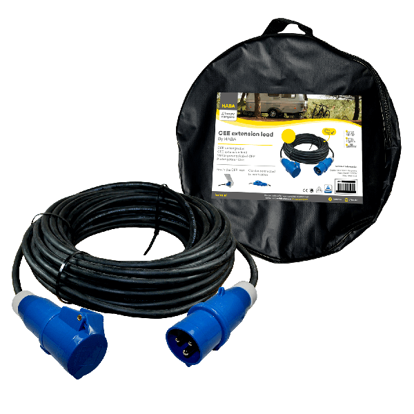 Verlengkabel 25 meter neopreen 3x 2.5mm² - CEE stekker en CEE contrastekker - in tas