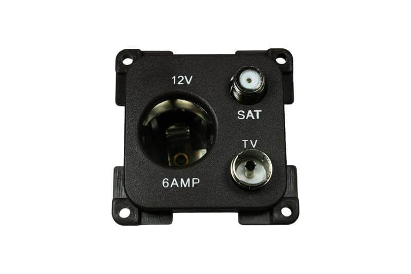 C-Line 12 Volt contactdoos met antenne en satelliet aansluiting zwart - verpakt