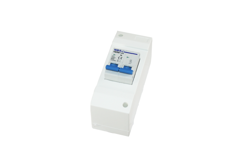 Zekeringkast 2-module met dubbelpolige zekeringautomaat B16A